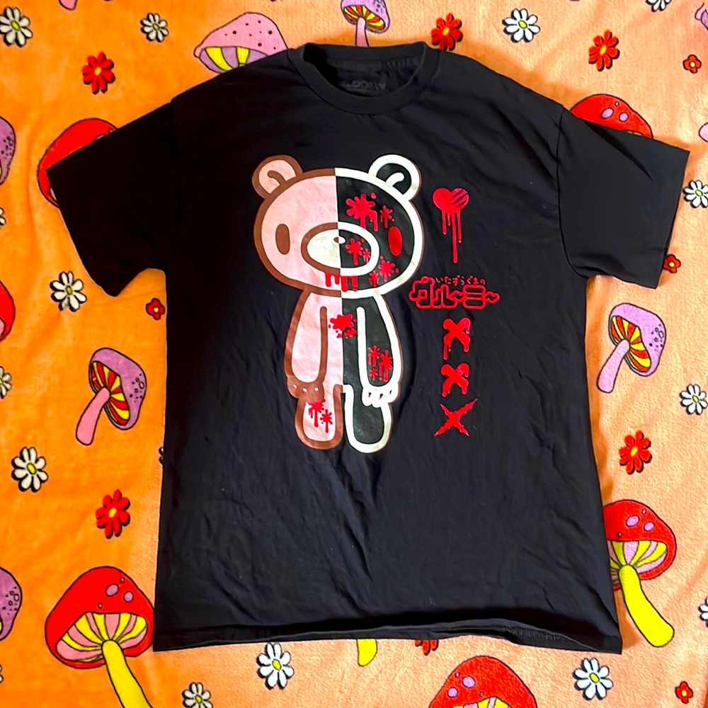 Gloomy the naughty grizzly || Black and white bloody tee